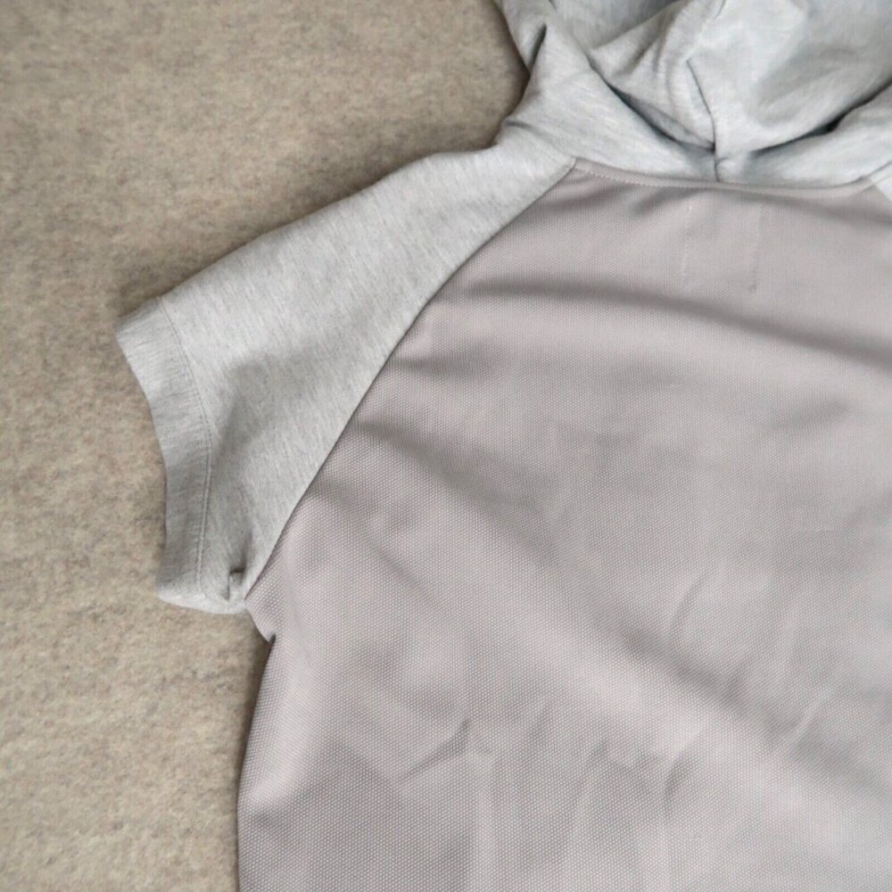 Lime & Vine Short Sleeve Grey Hoodie Multi Zip Front Sweater Women's Medium - Picture 9 of 16